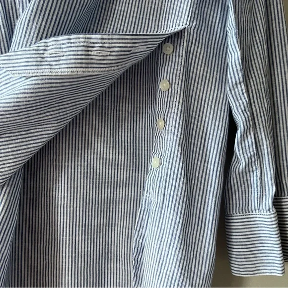 Madewell Side Button Striped Popover Shirt β’ XS β’ Blue and White Stripes - Picture 10 of 13